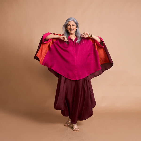 LELA Butterfly Shirt  + Goro Dhoti Set - PUSHKAR Combination