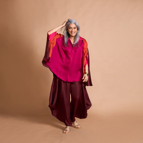 LELA Butterfly Shirt  + Goro Dhoti Set - PUSHKAR Combination