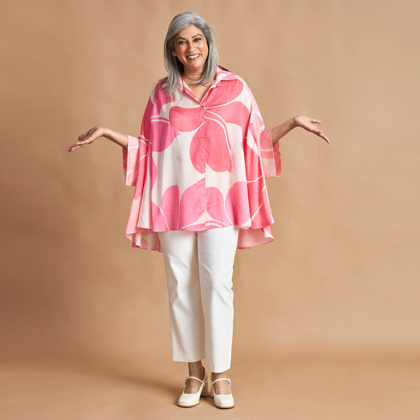 LELA Butterfly Shirt - Pink Ivory Print (LAST PIECES)