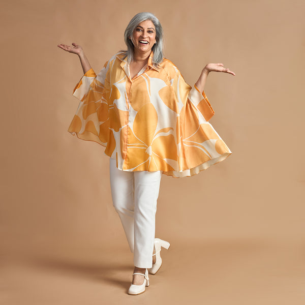 LELA Butterfly Shirt - Yellow Ivory Print (LAST PIECES)