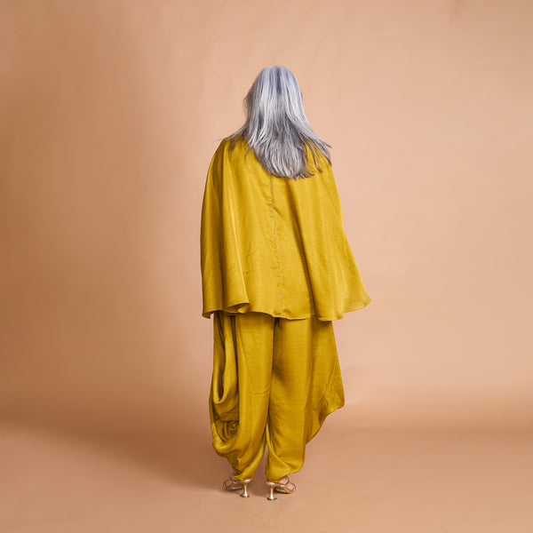 LELA Butterfly Shirt + Goro Dhoti Set - Yellow Ochre