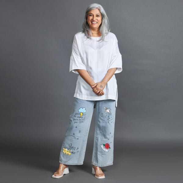 LINDA Painted Jeans - Light Blue (LAST PIECES)