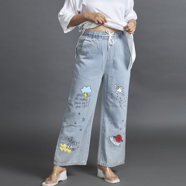 LINDA Painted Jeans - Light Blue (LAST PIECES)