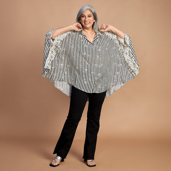 LELA Butterfly Shirt - Black Ivory Print