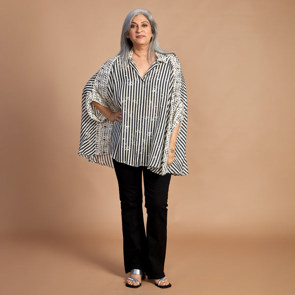 LELA Butterfly Shirt - Black Ivory Print