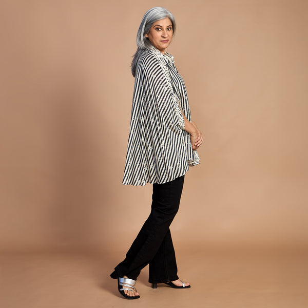 LELA Butterfly Shirt - Black Ivory Print