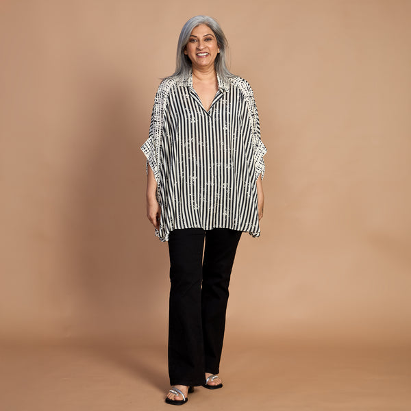 LELA Butterfly Shirt - Black Ivory Print