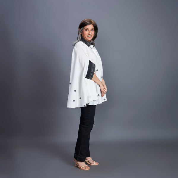 LELA Butterfly Shirt - Ivory Grey Dots (PROMO)