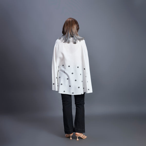 LELA Butterfly Shirt - Ivory Grey Dots (PROMO)