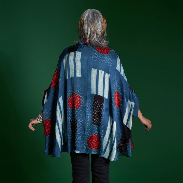 LELA Butterfly Shirt - Blue Ajrakh Modal Satin
