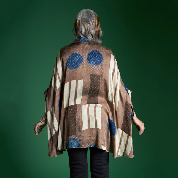 LELA Butterfly Shirt - Fawn Ajrakh Modal Satin
