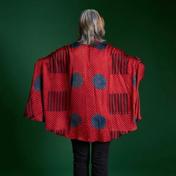LELA Butterfly Shirt - Red Ajrakh Modal Satin