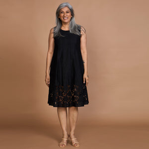 MAYRAH Pleated Cutwork Dress