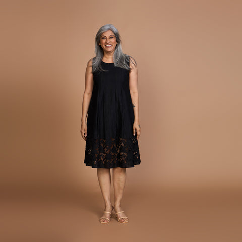 MAYRAH Pleated Cutwork Dress