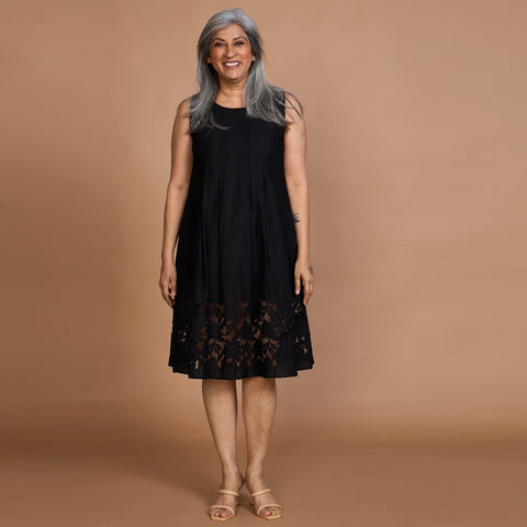 MAYRAH Pleated Cutwork Dress