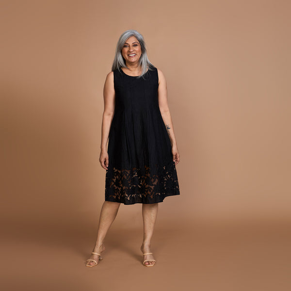 MAYRAH Pleated Cutwork Dress