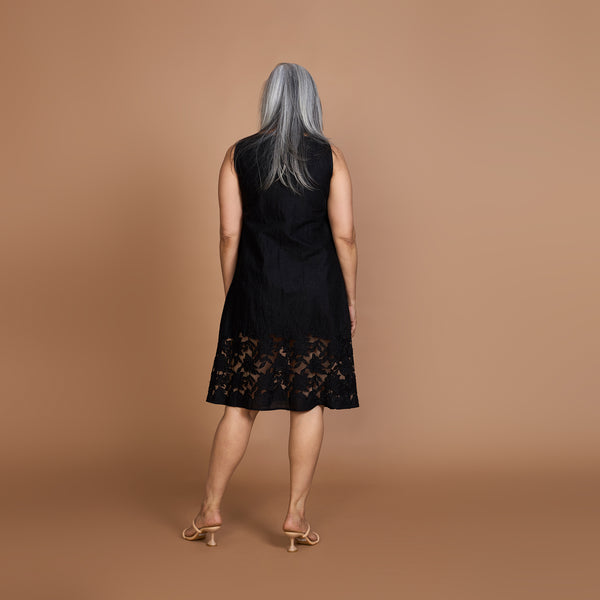 MAYRAH Pleated Cutwork Dress