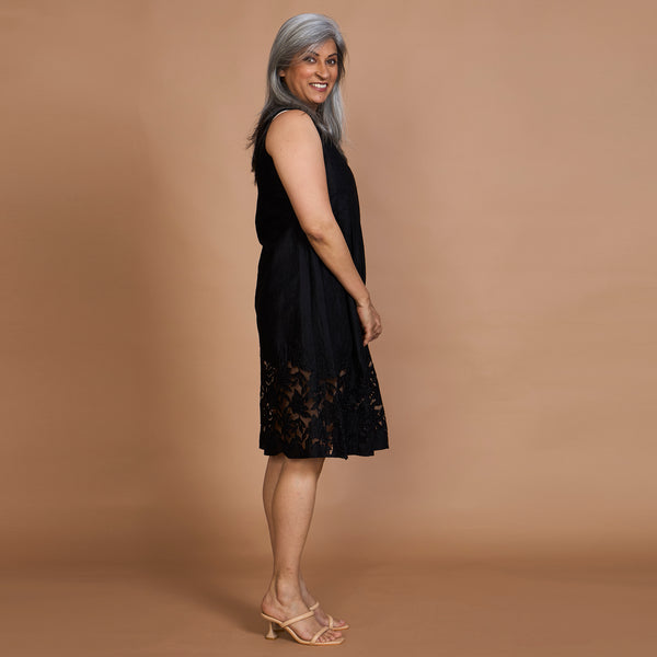 MAYRAH Pleated Cutwork Dress