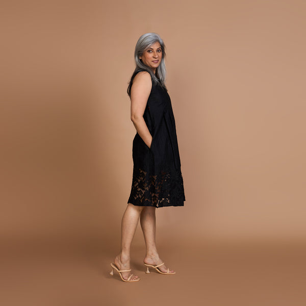 MAYRAH Pleated Cutwork Dress