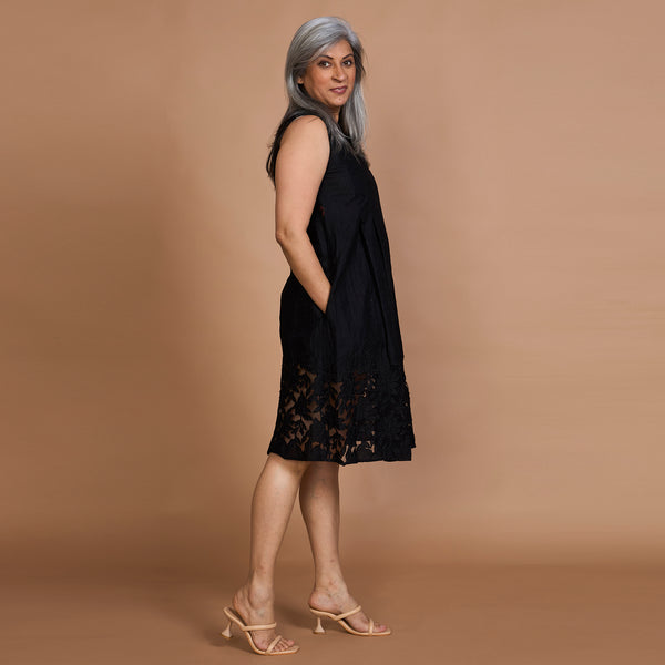 MAYRAH Pleated Cutwork Dress