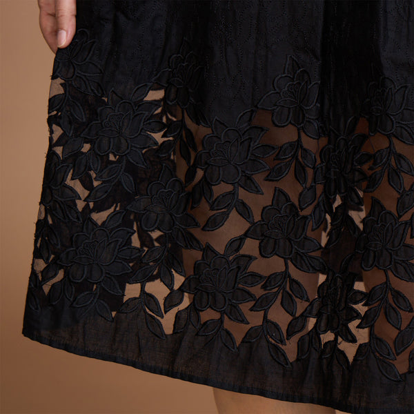 MAYRAH Pleated Cutwork Dress