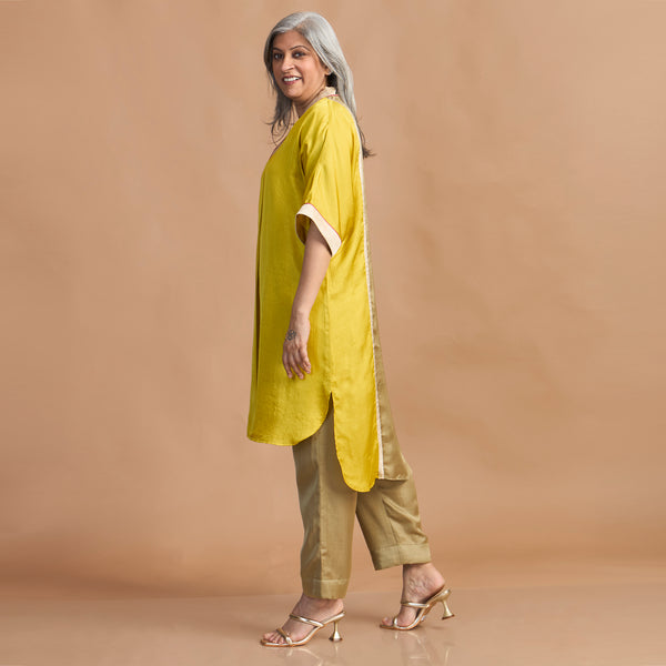 MEHAR Kaftan Set - Marigold Yellow & Green