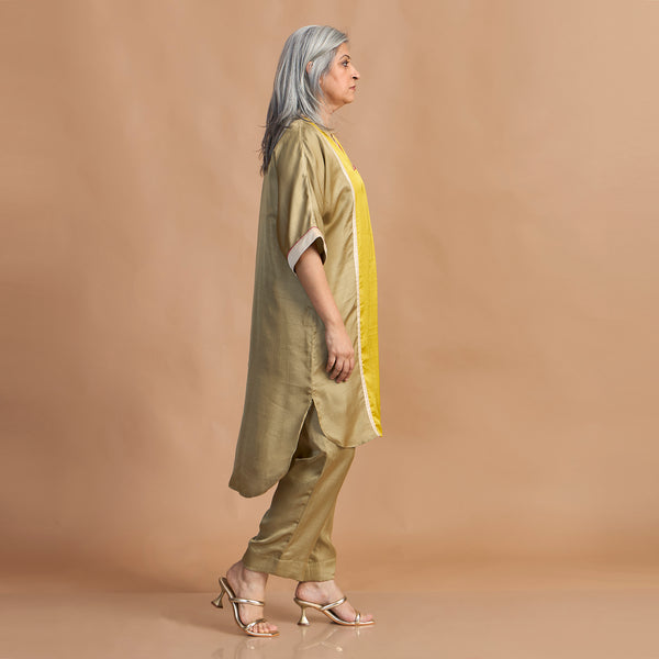 MEHAR Kaftan Set - Marigold Yellow & Green