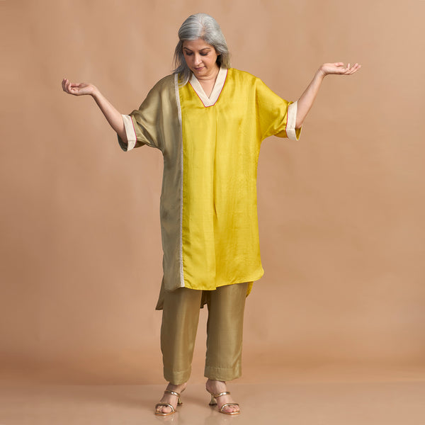 MEHAR Kaftan Set - Marigold Yellow & Green