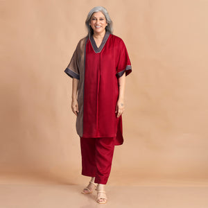 MEHAR Kaftan Set - Red & Brown