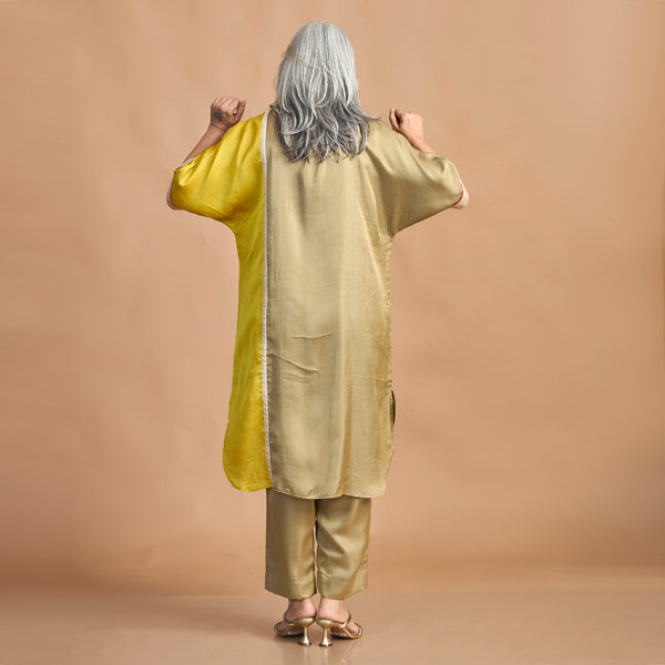 MEHAR Kaftan Set - Marigold Yellow & Green