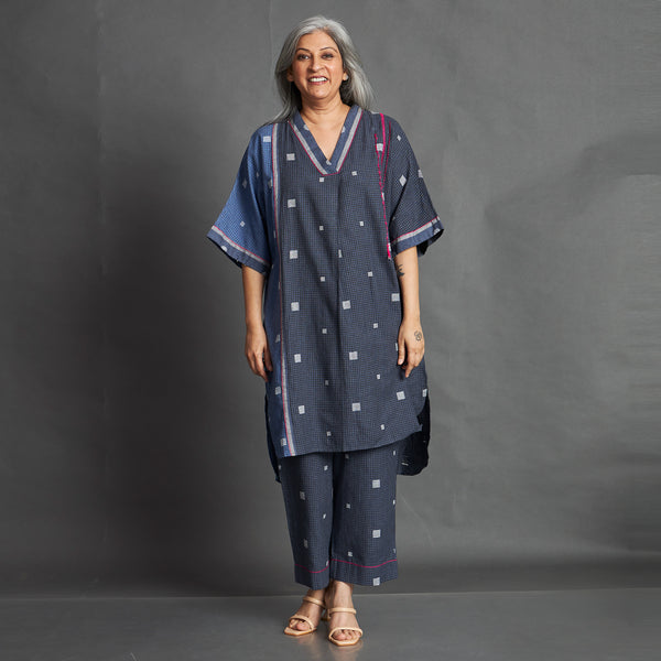 MIKKI Kaftan Set - Blue & Gray with embroidery (SALE)