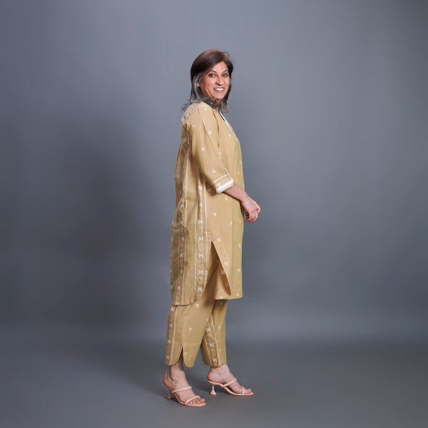MIRA Shawl-Collar Tunic Set - Old Gold (PROMO)