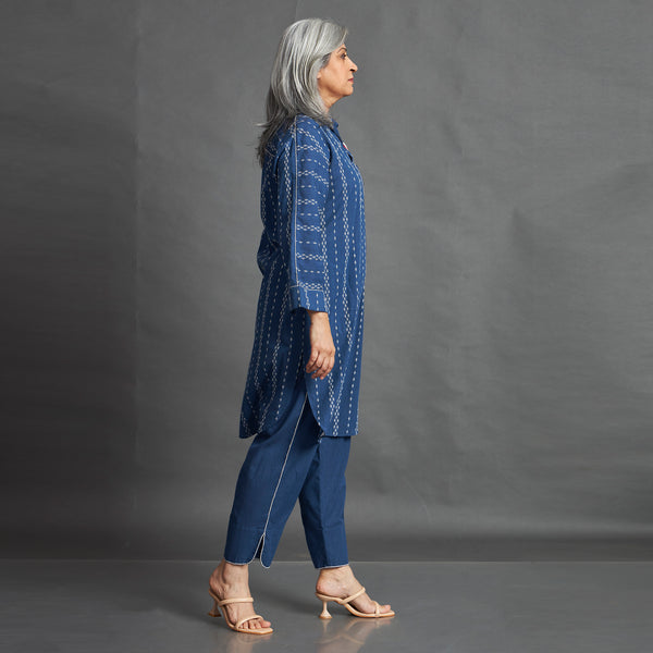 NAHAR Collar Tunic Set - Blue