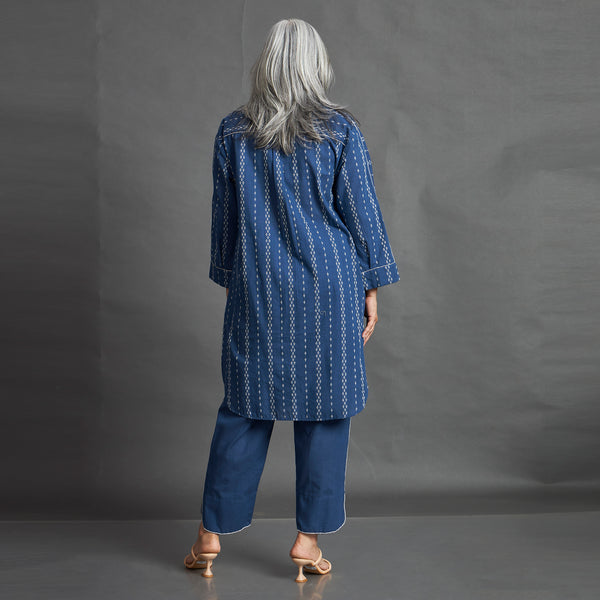 NAHAR Collar Tunic Set - Blue