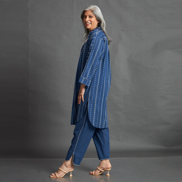 NAHAR Collar Tunic Set - Blue