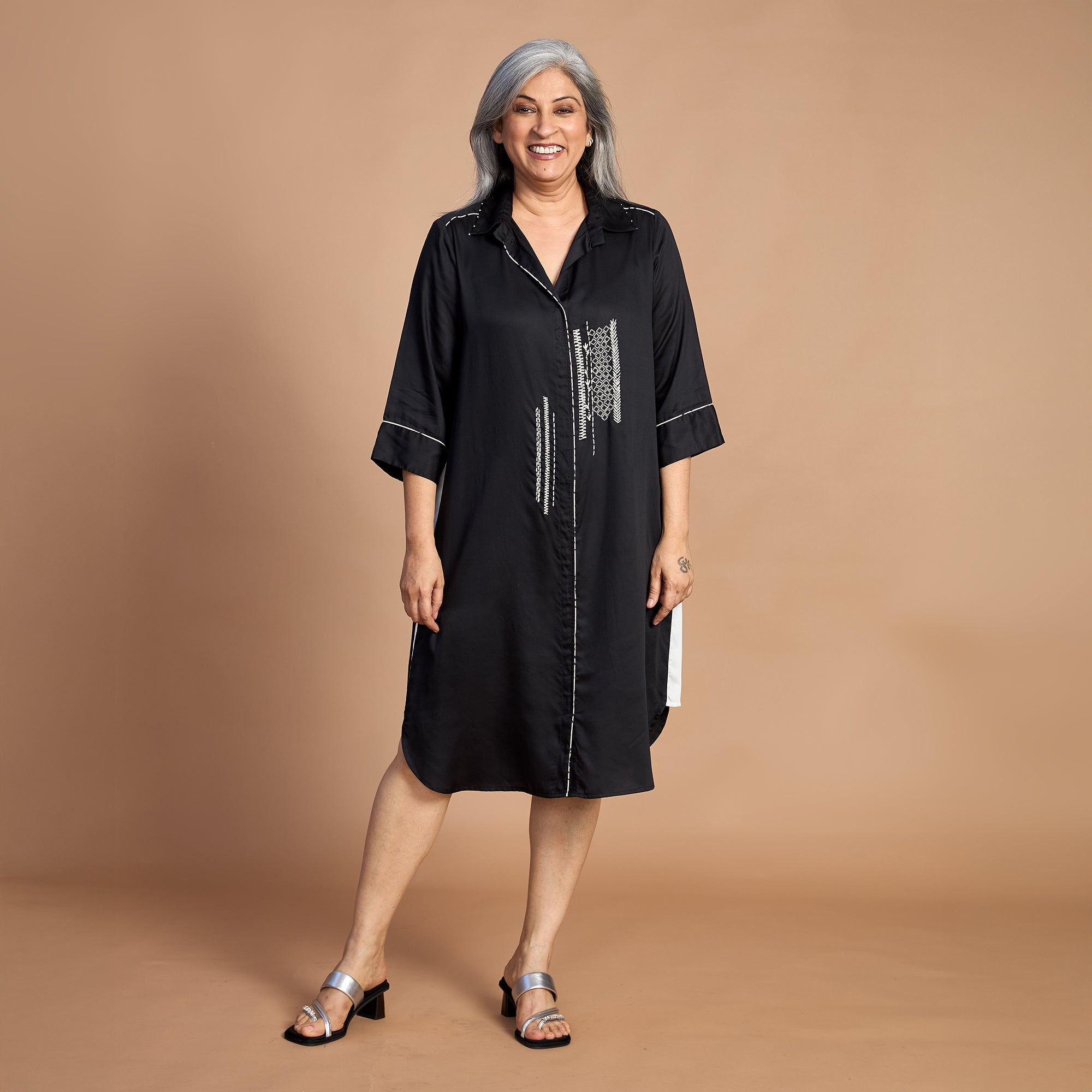 Netra Shirt Dress - Black