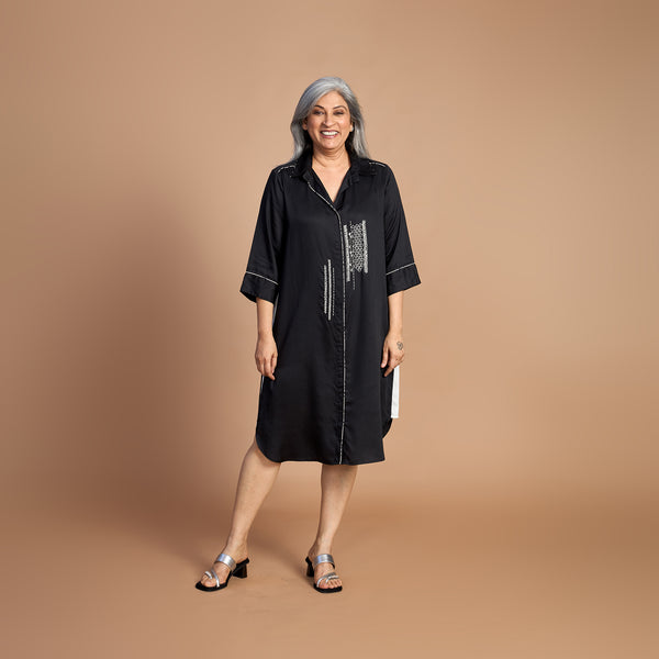 Netra Shirt Dress - Black