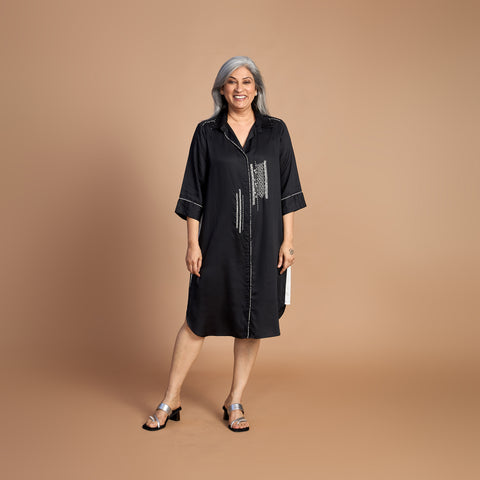Netra Shirt Dress - Black