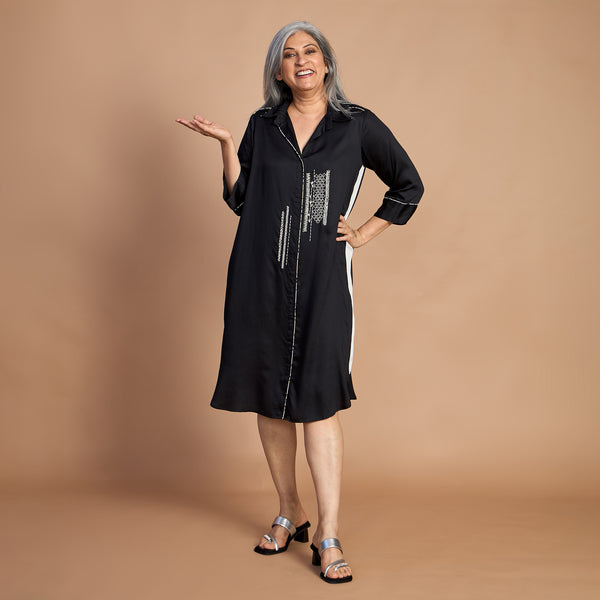 Netra Shirt Dress - Black