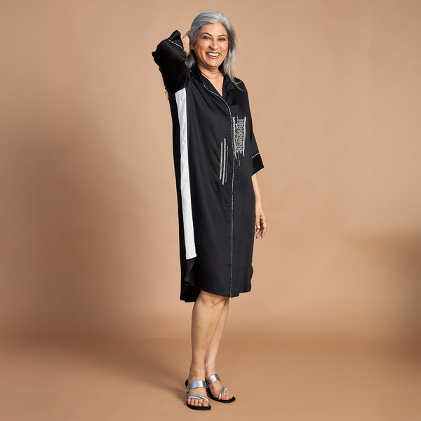 Netra Shirt Dress - Black