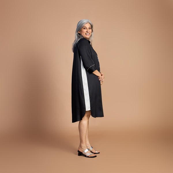 Netra Shirt Dress - Black