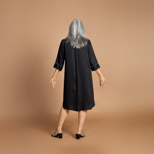 Netra Shirt Dress - Black