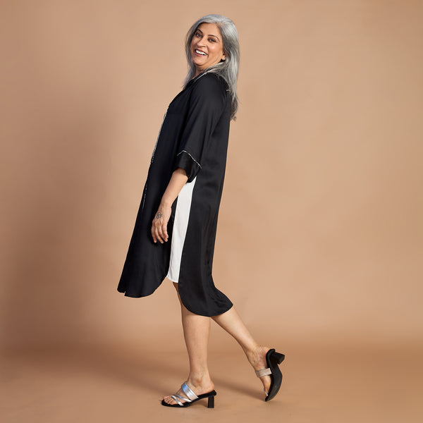 Netra Shirt Dress - Black
