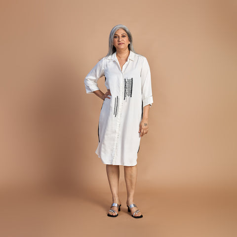 Netra Shirt Dress - White