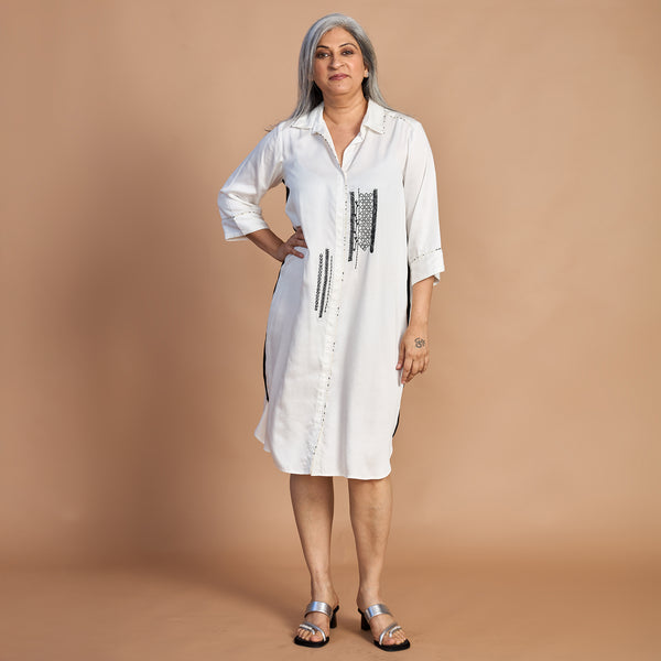 Netra Shirt Dress - White