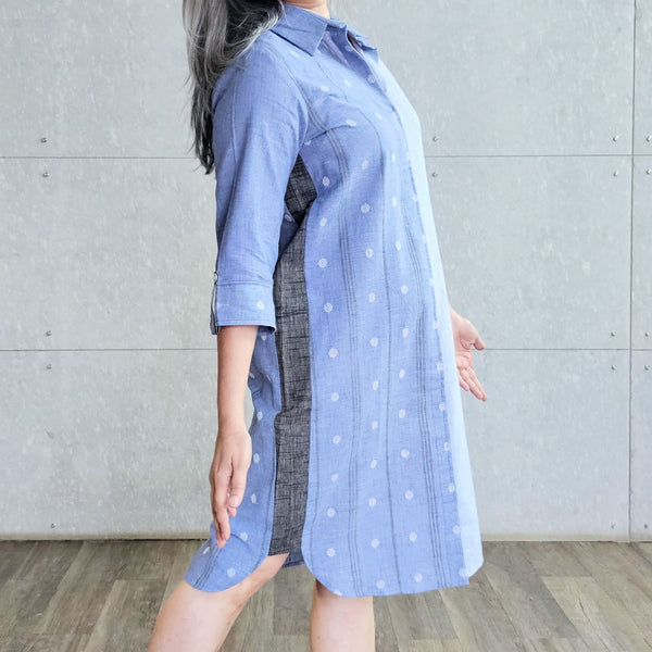 Netra Shirt Dress - Blue Grey Cotton