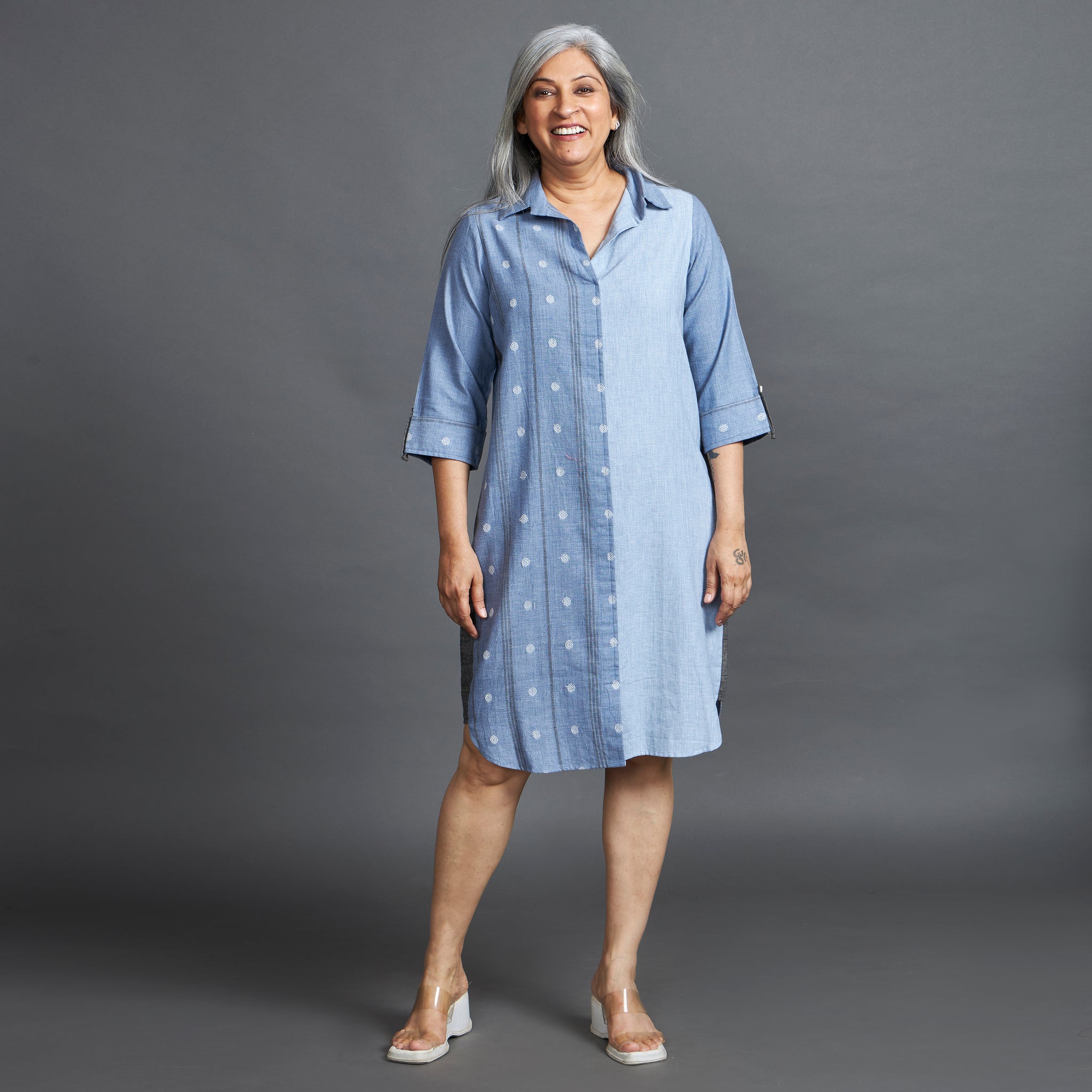 Netra Shirt Dress - Blue Chambray weave (PROMO)