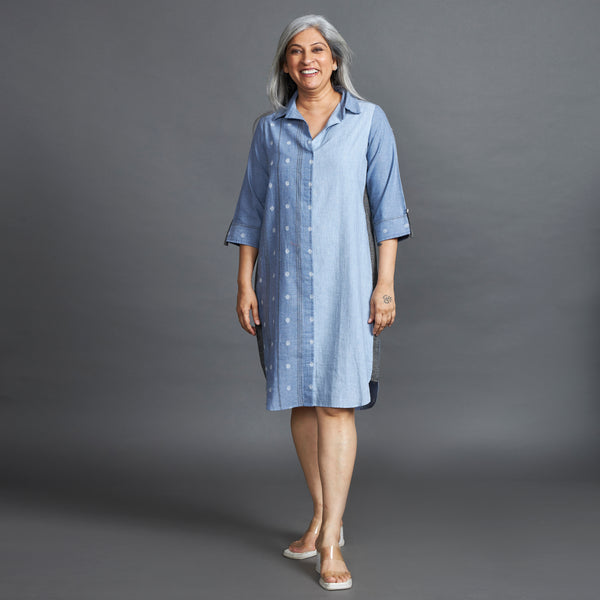 Netra Shirt Dress - Blue Chambray weave (PROMO)