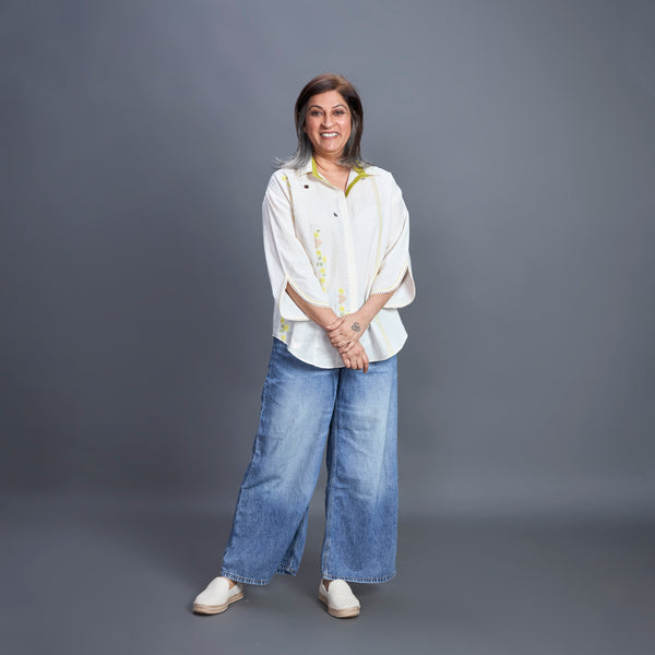 NIMMI Shirt - Ivory Lime Green (PROMO)