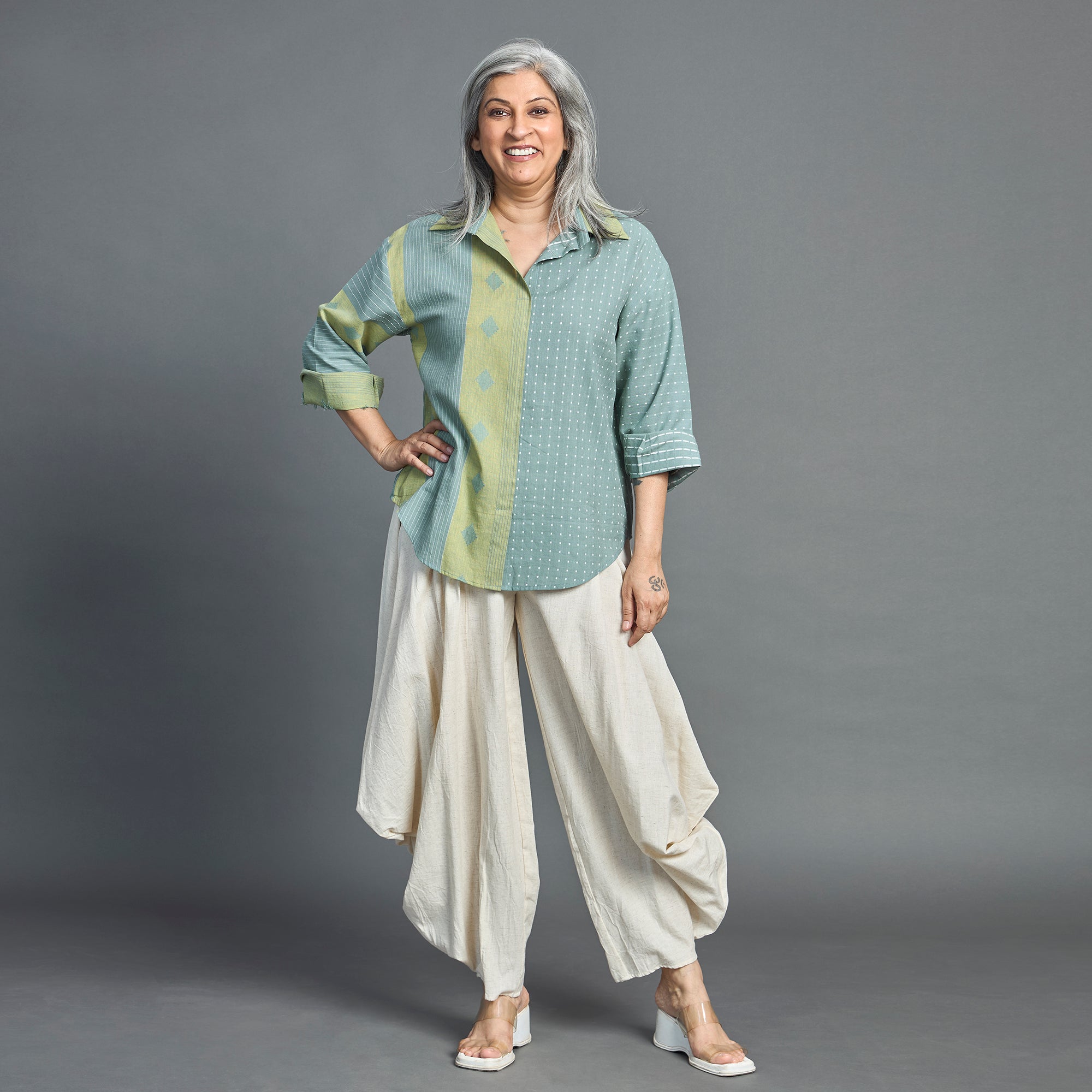 NIMMI GORO Set - Ecru with Mint Green (SALE)